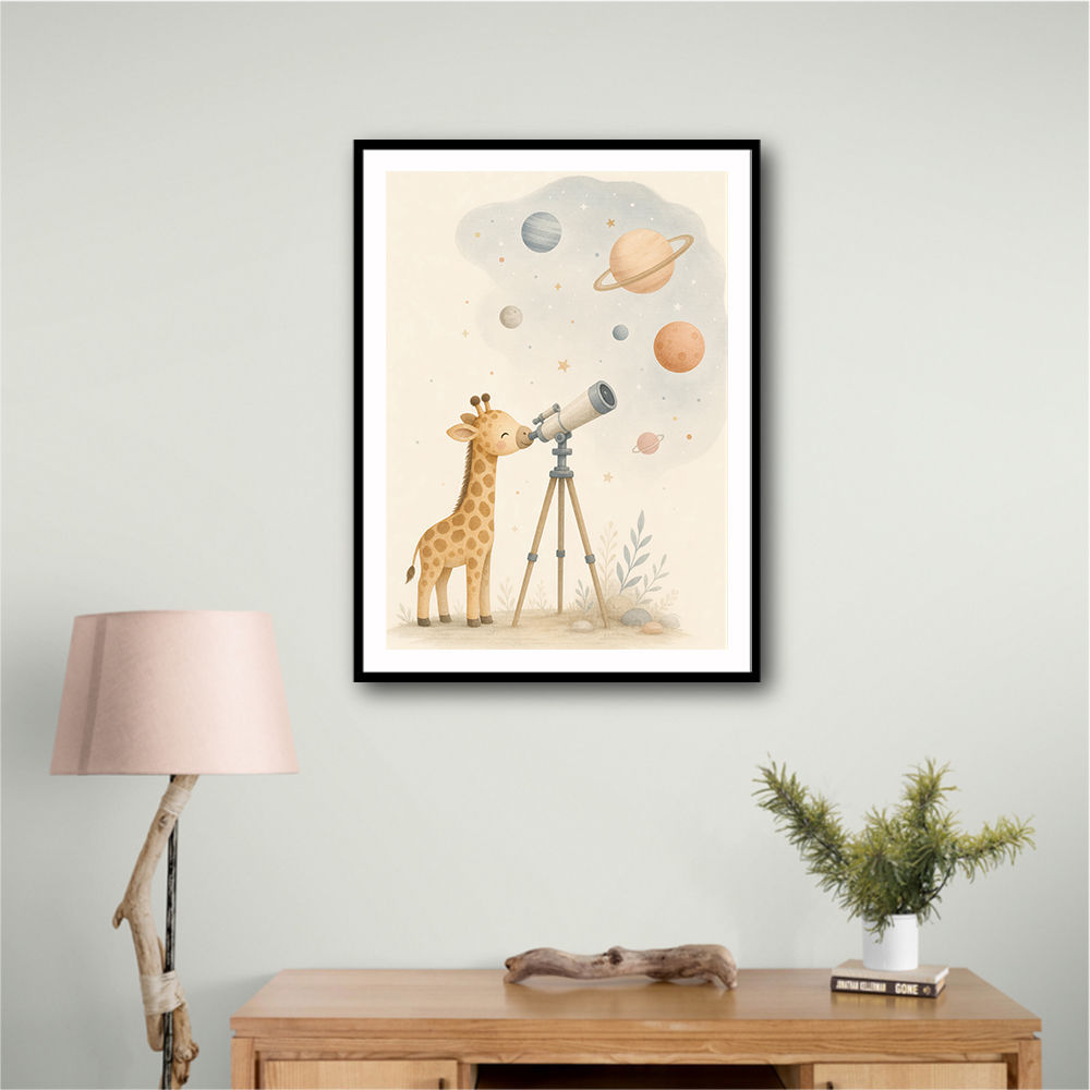 Giraffe Galaxy Nursery Wall Art Print