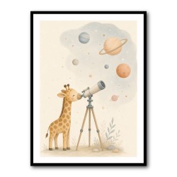 Giraffe Galaxy Nursery Wall Art Print