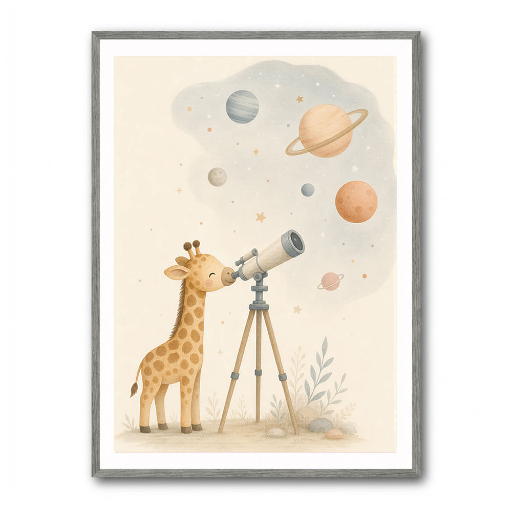 Giraffe Galaxy Nursery Wall Art Print