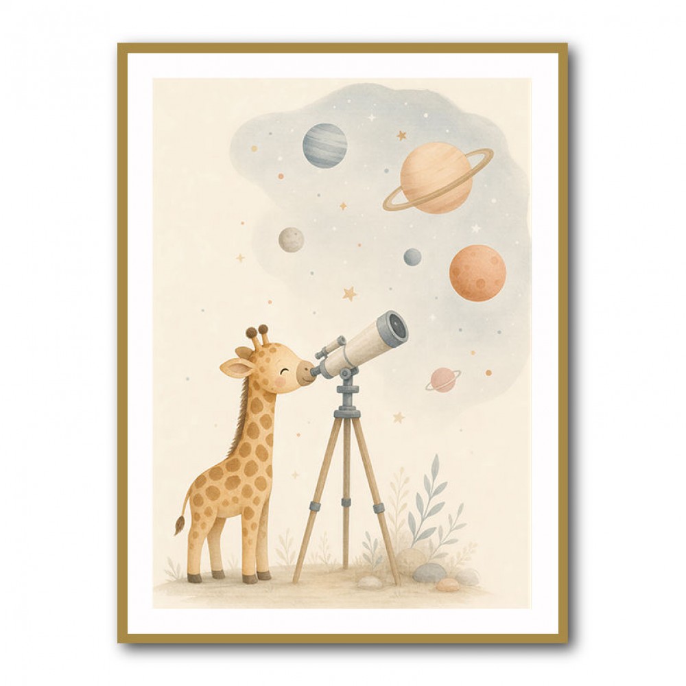 Giraffe Galaxy Nursery Wall Art Print