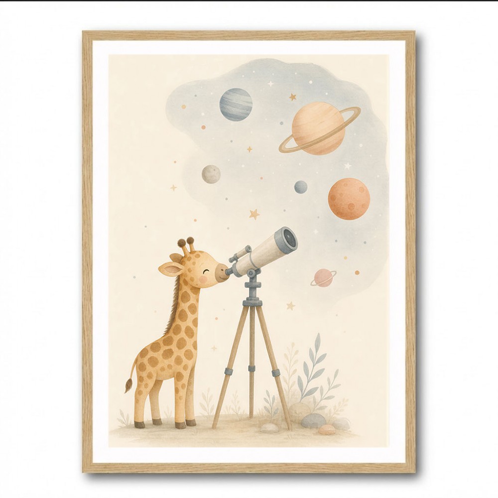 Giraffe Galaxy Nursery Wall Art Print