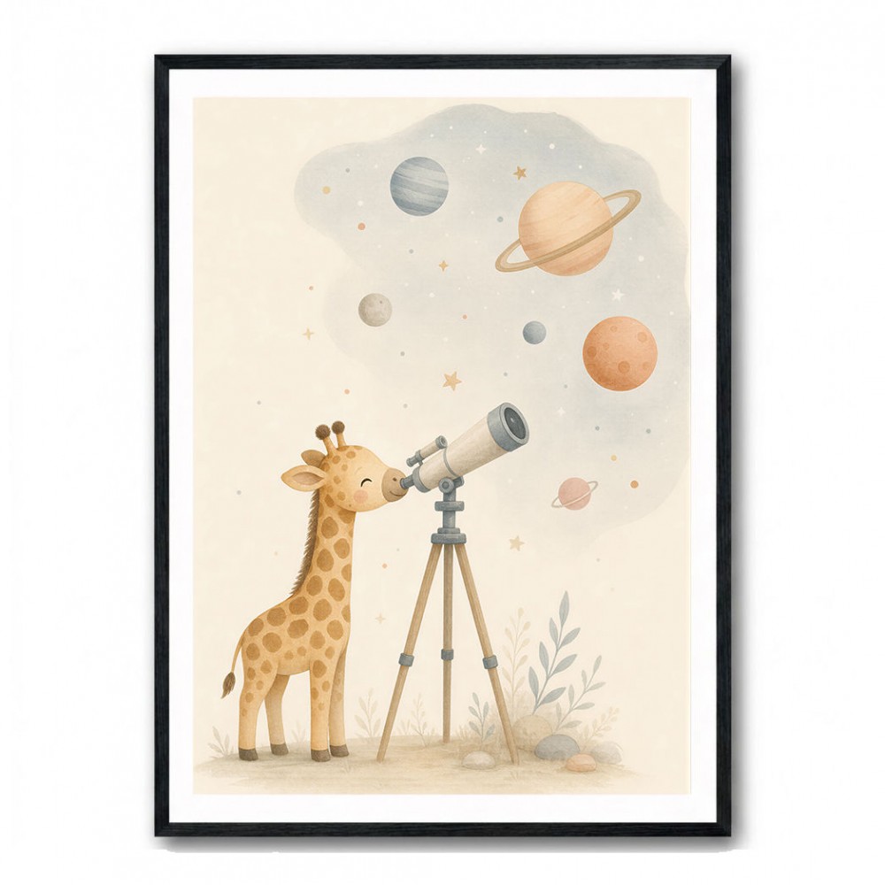 Giraffe Galaxy Nursery Wall Art Print