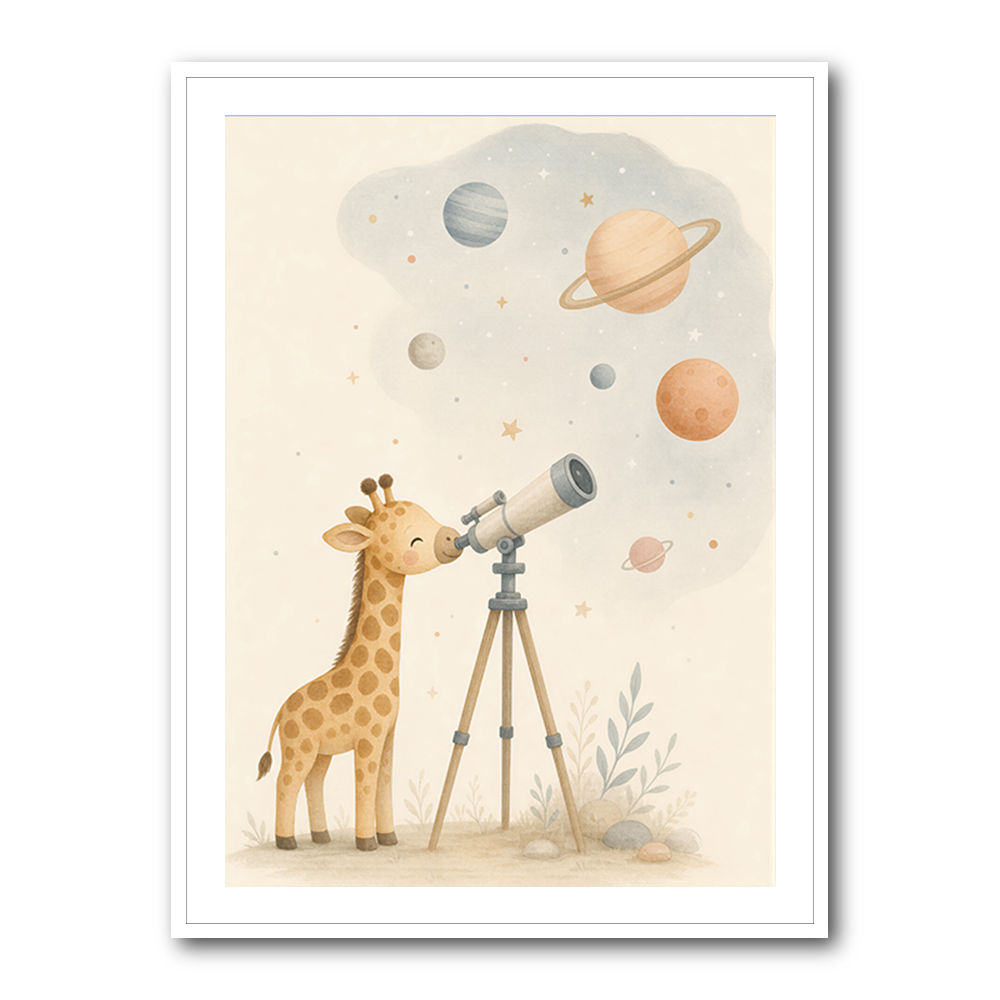 Giraffe Galaxy Nursery Wall Art Print
