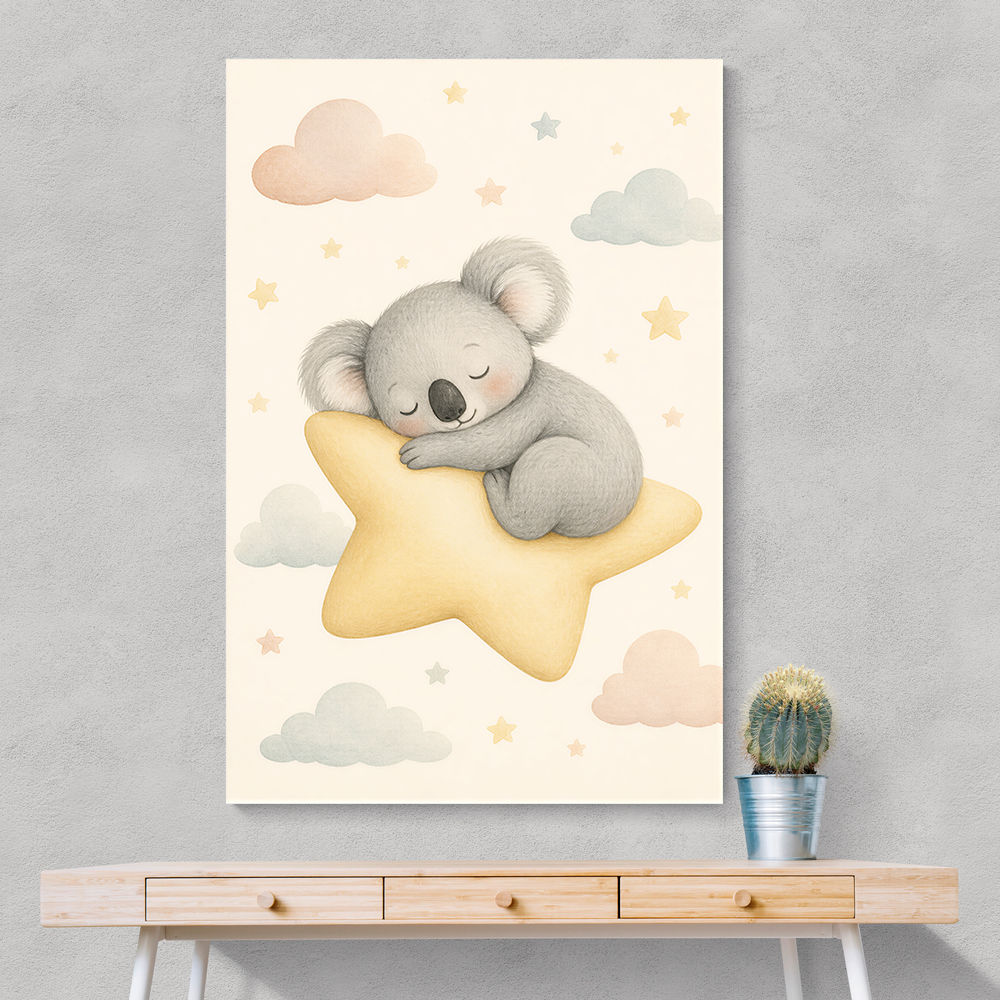 Koala Sleeping Star Nursery Wall Art Print