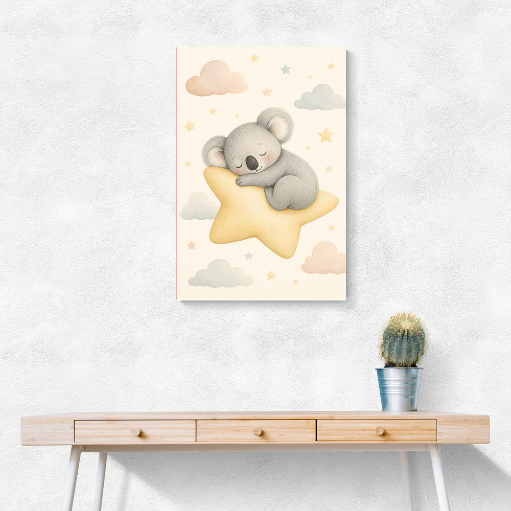 Koala Sleeping Star Nursery Wall Art Print