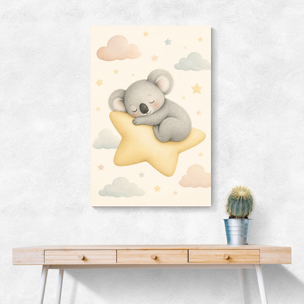 Koala Sleeping Star Nursery Wall Art Print