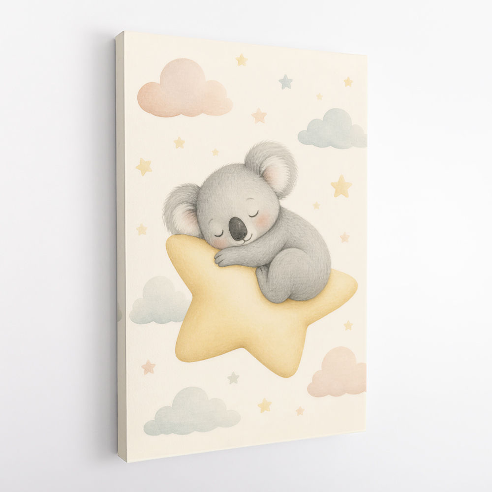 Koala Sleeping Star Nursery Wall Art Print