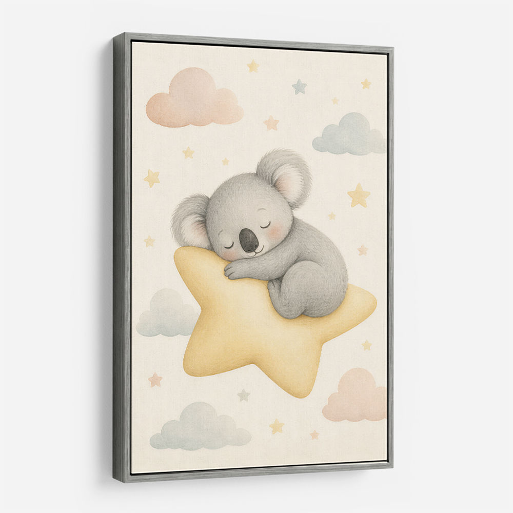 Koala Sleeping Star Nursery Wall Art Print