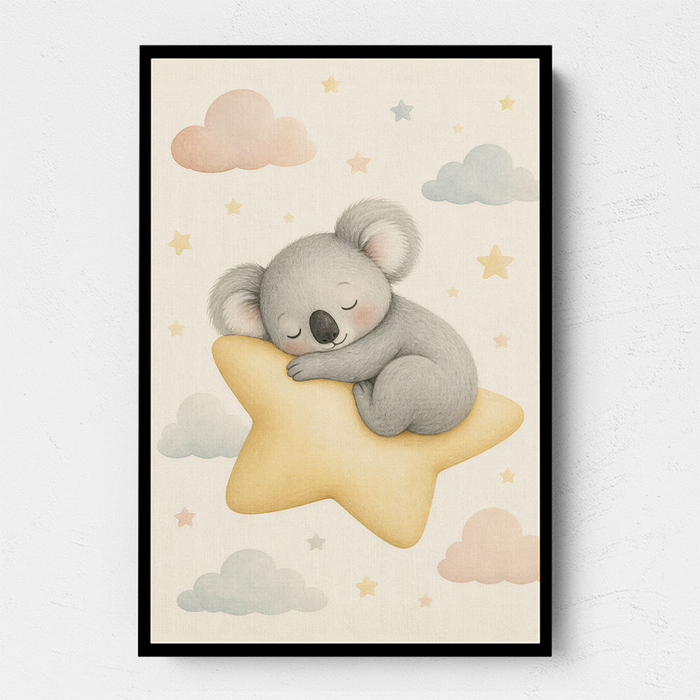 Koala Sleeping Star Nursery Wall Art Print