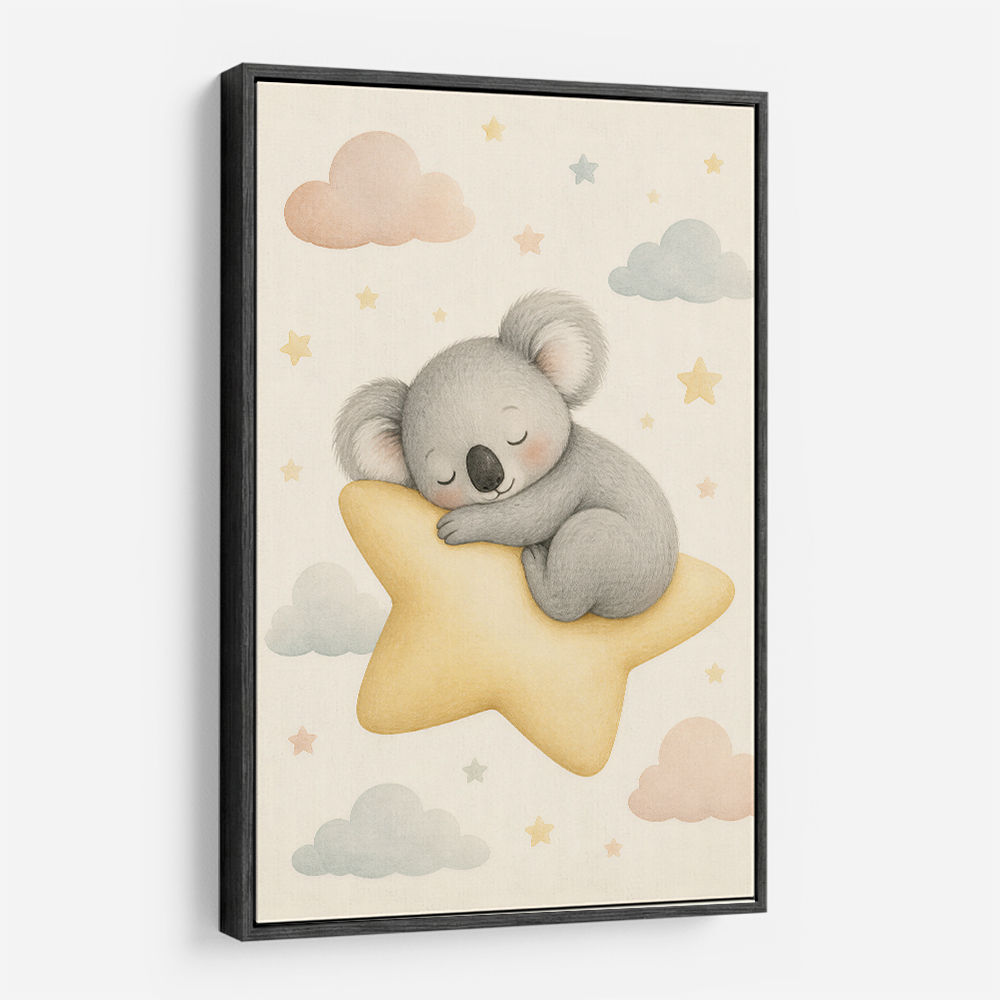 Koala Sleeping Star Nursery Wall Art Print