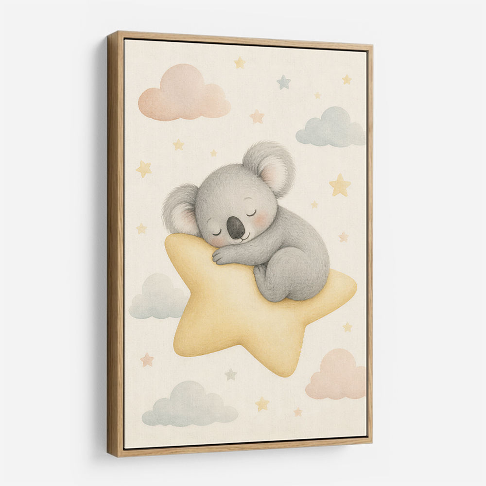 Koala Sleeping Star Nursery Wall Art Print