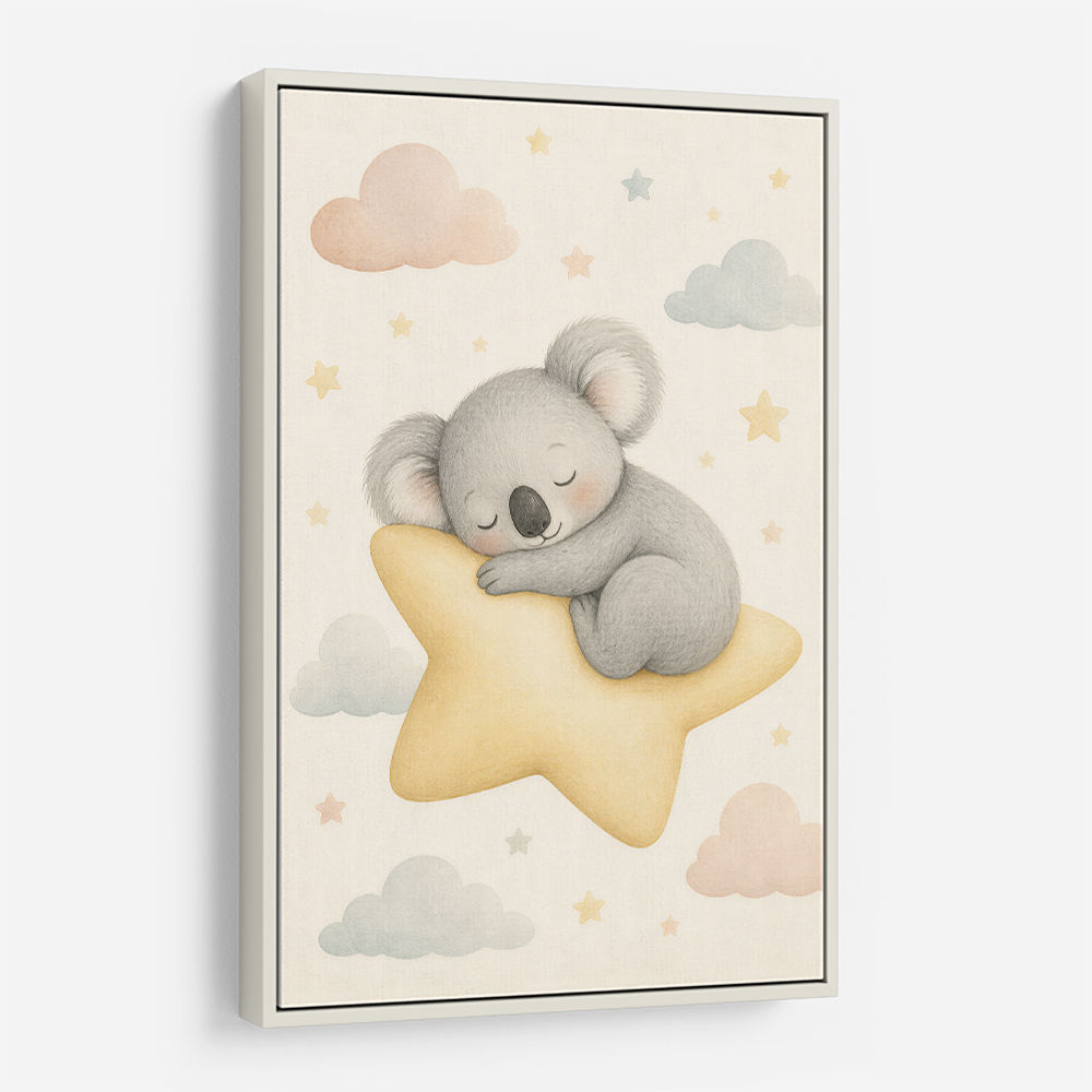 Koala Sleeping Star Nursery Wall Art Print