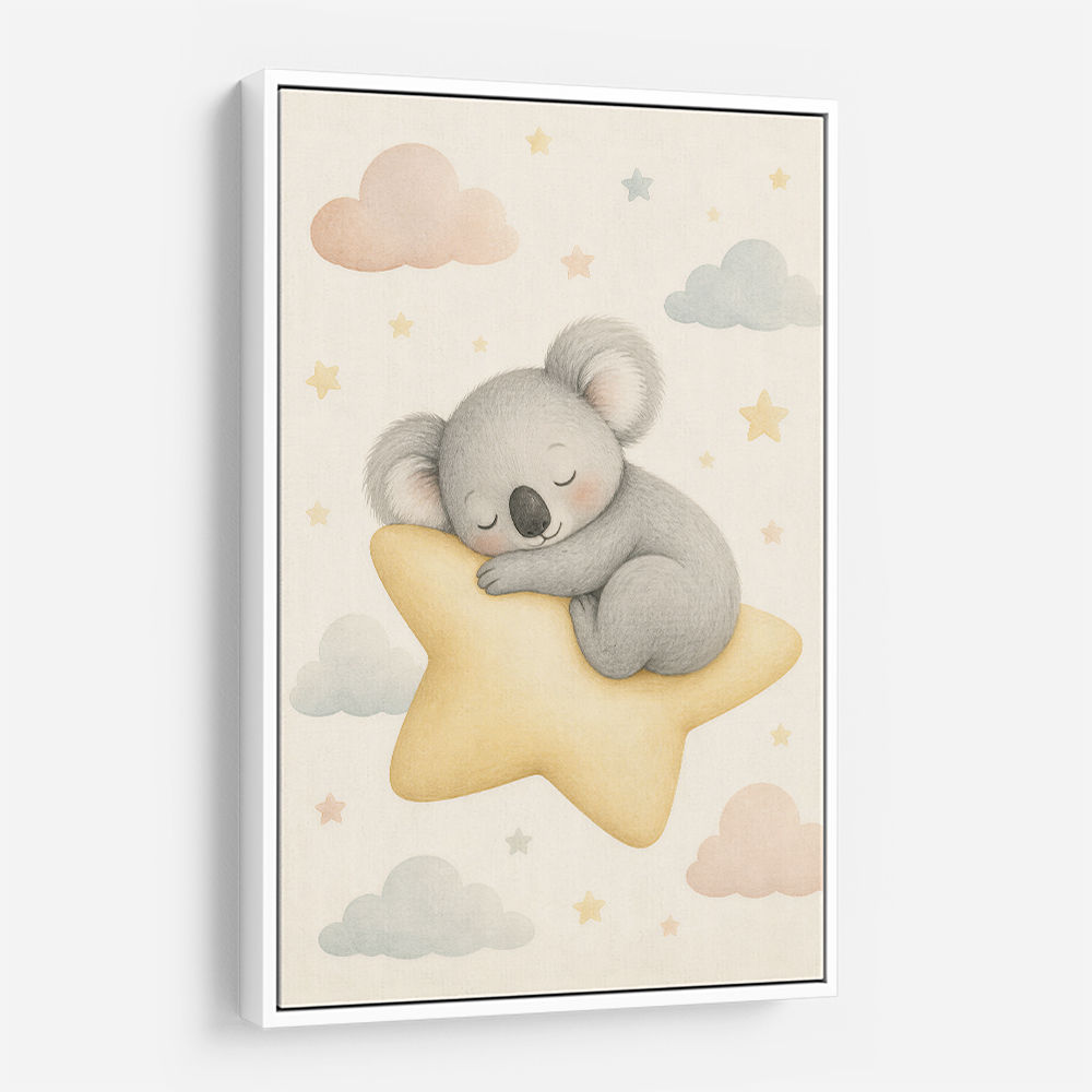 Koala Sleeping Star Nursery Wall Art Print