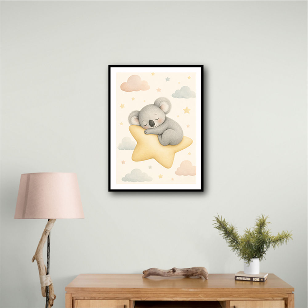 Koala Sleeping Star Nursery Wall Art Print