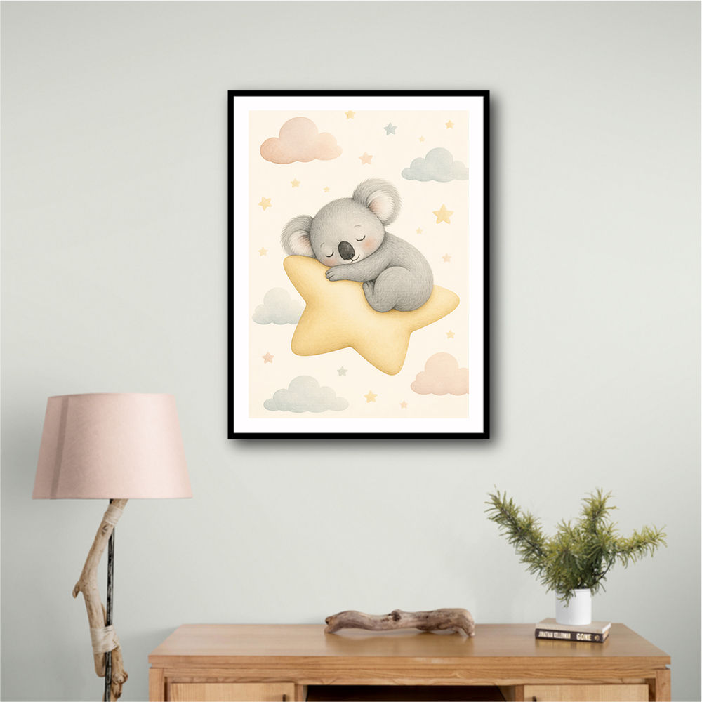 Koala Sleeping Star Nursery Wall Art Print