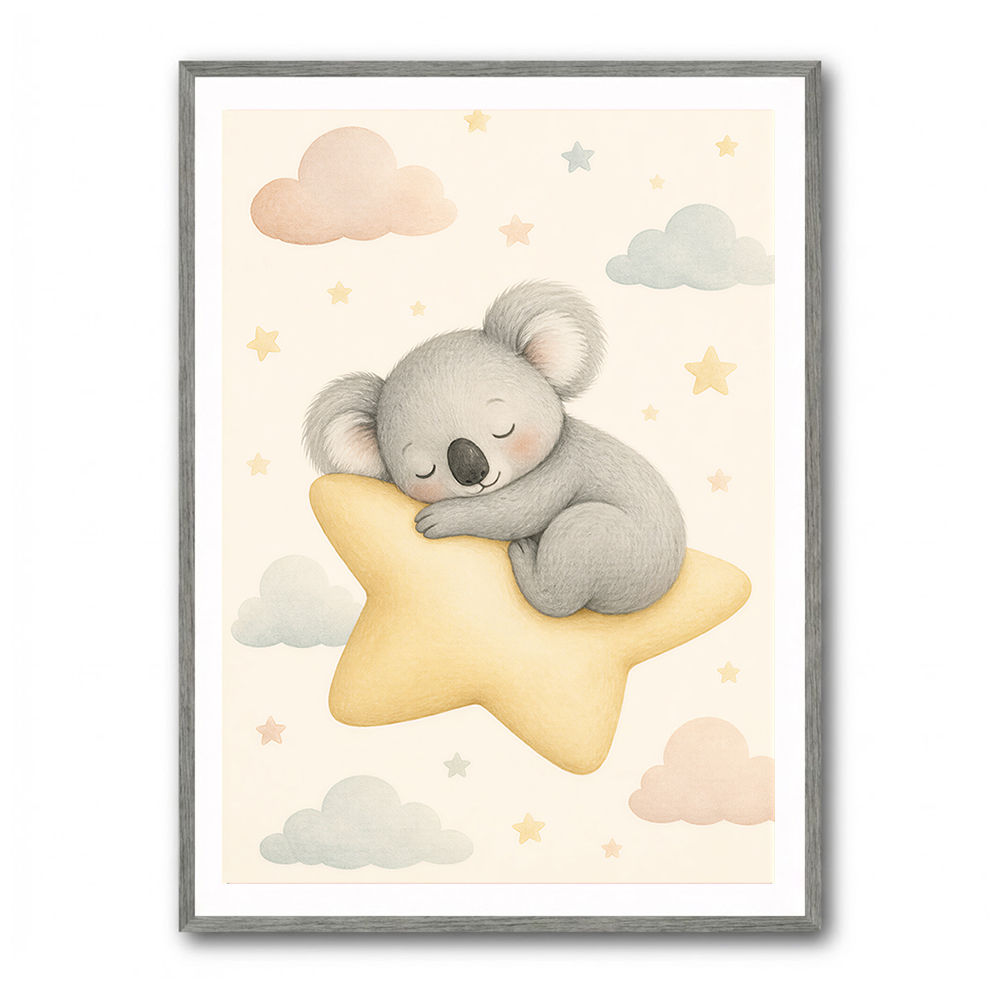 Koala Sleeping Star Nursery Wall Art Print