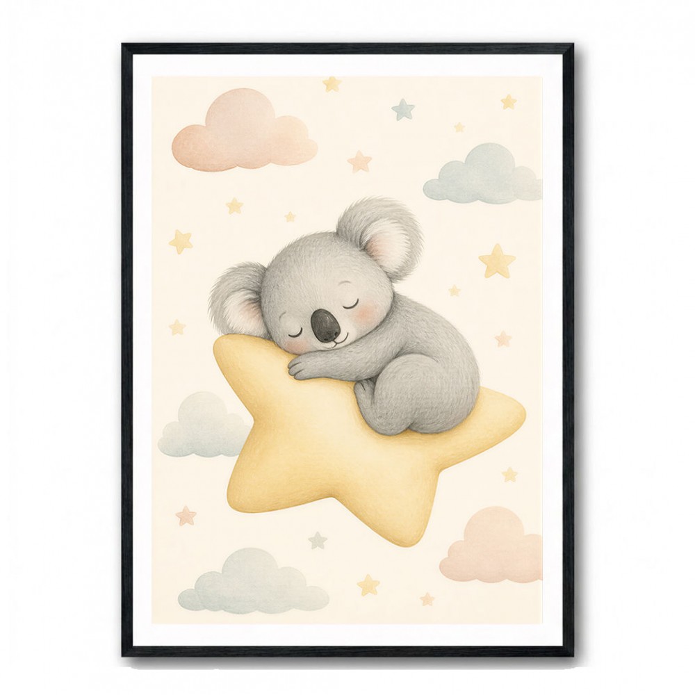 Koala Sleeping Star Nursery Wall Art Print