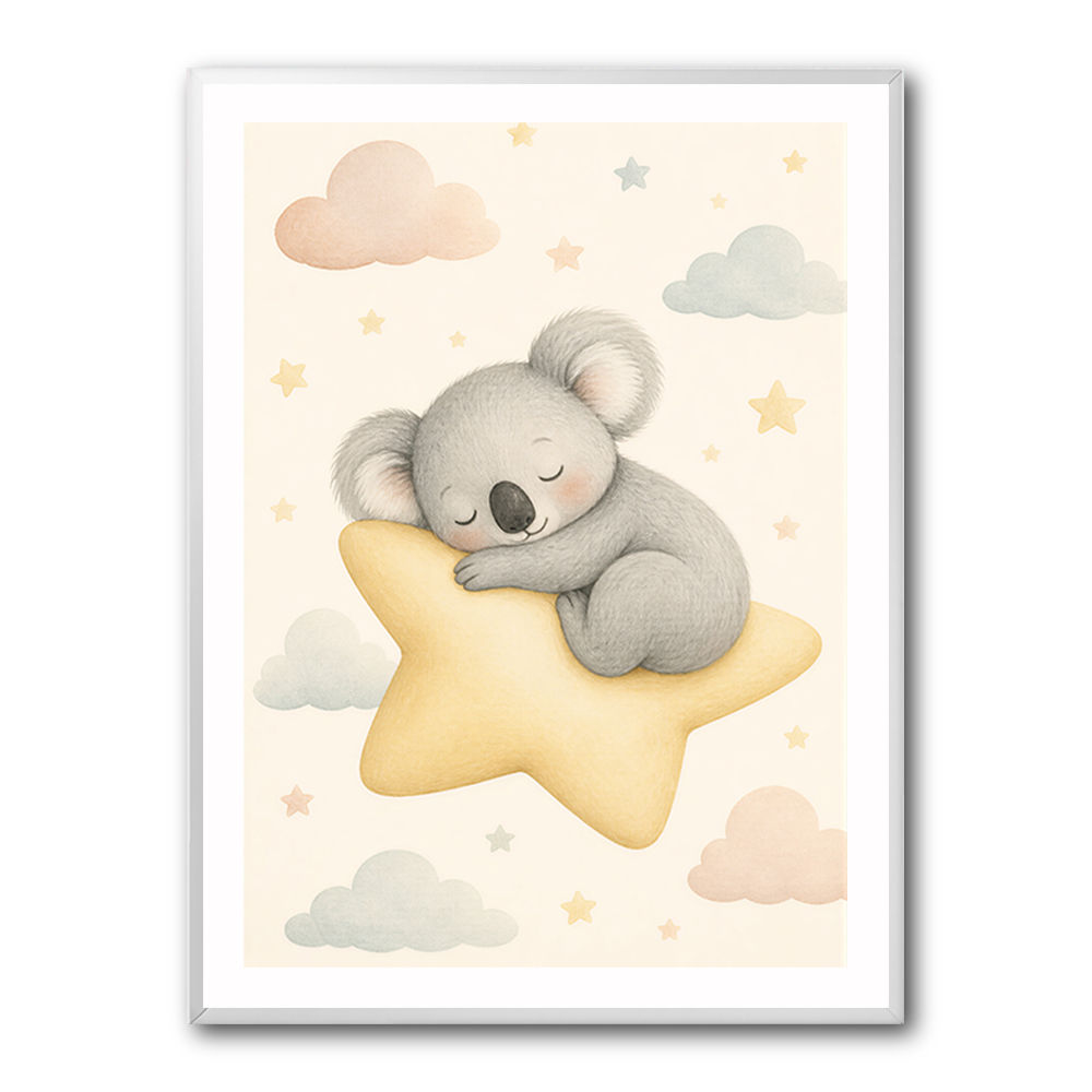 Koala Sleeping Star Nursery Wall Art Print