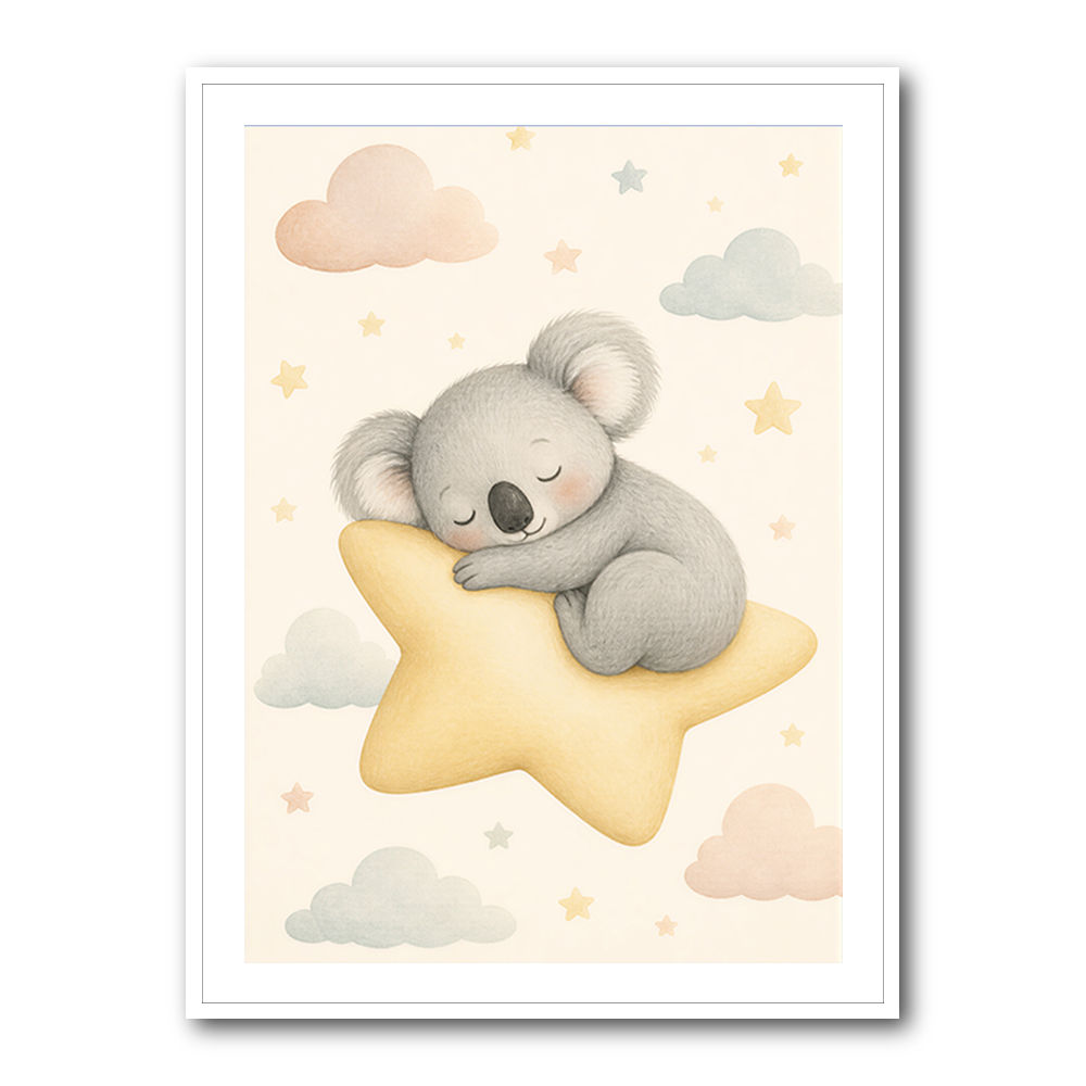 Koala Sleeping Star Nursery Wall Art Print