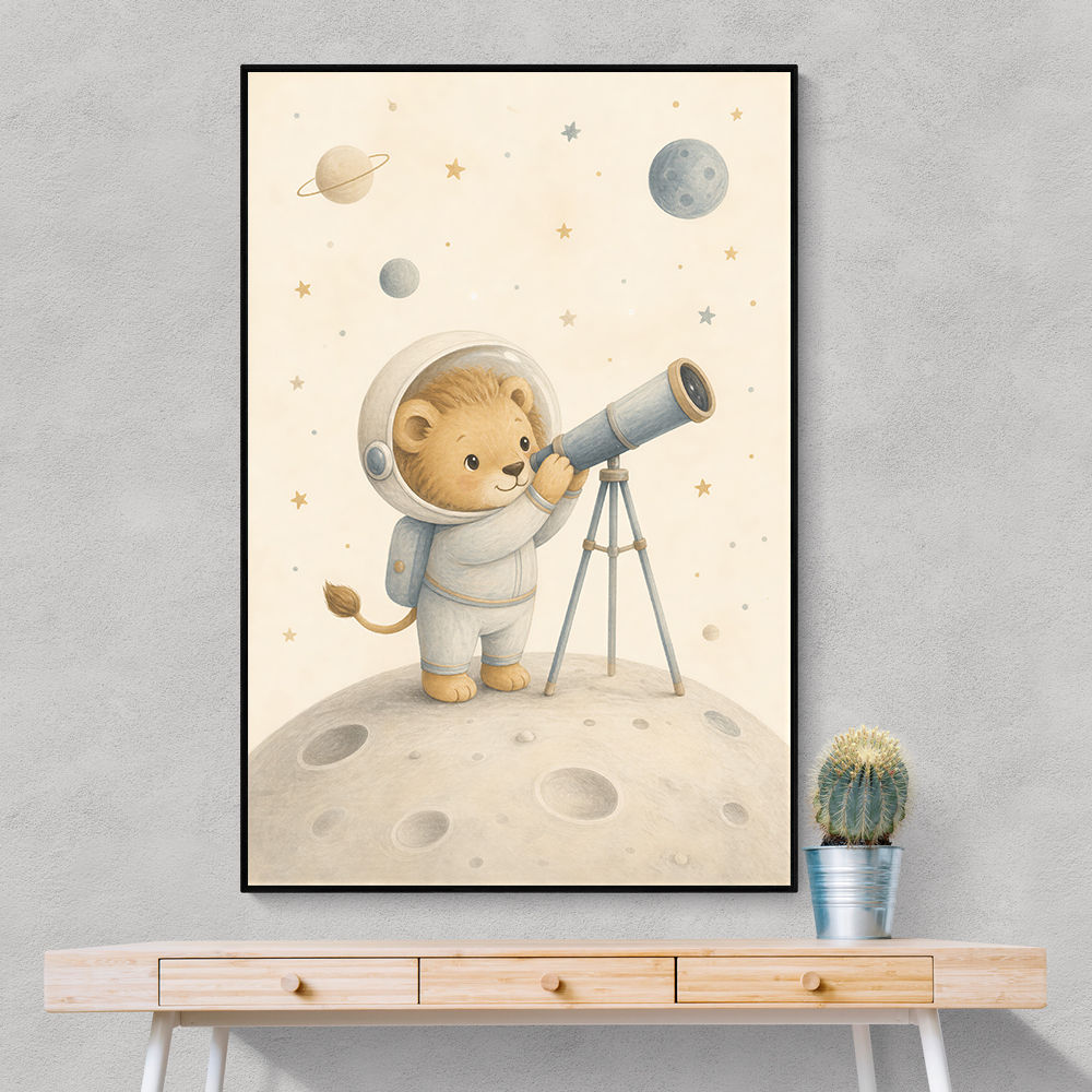 Lion Star Explorer Nursery Wall Art Print