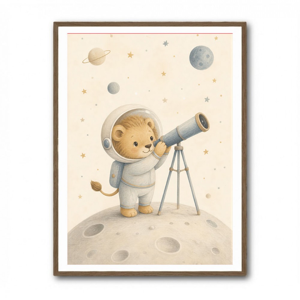 Lion Star Explorer Nursery Wall Art Print