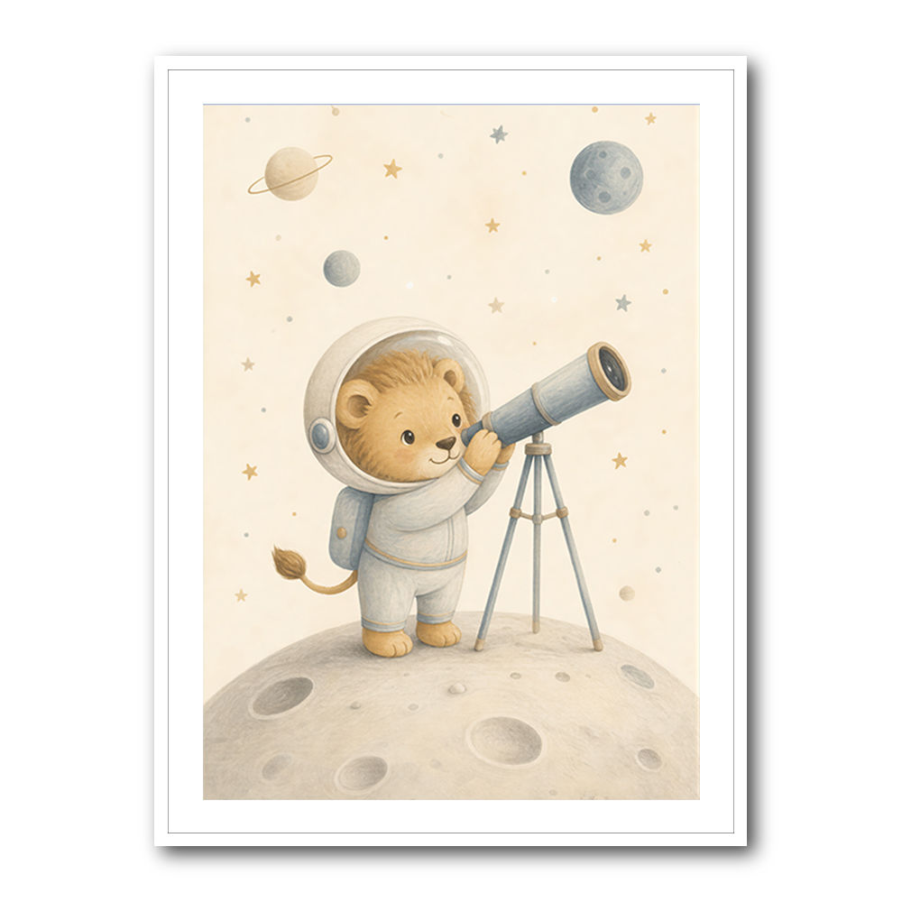 Lion Star Explorer Nursery Wall Art Print