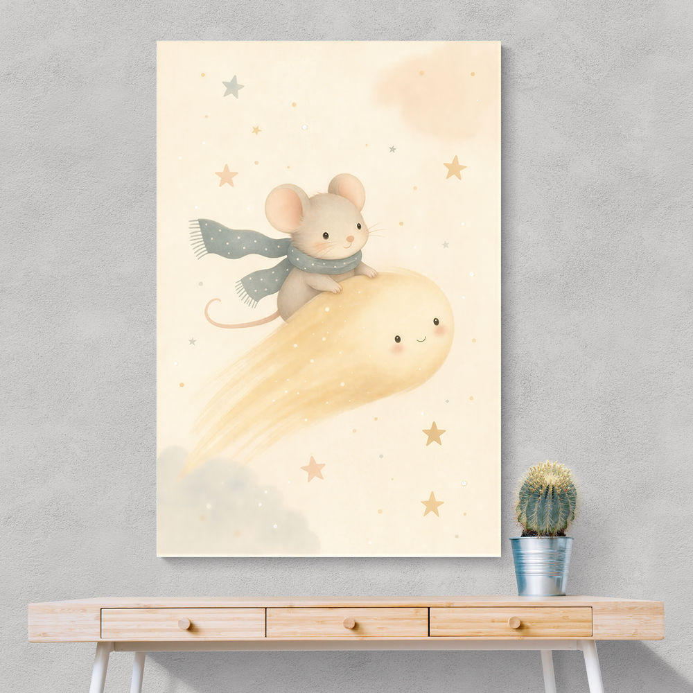 Mouse Comet Ride Nursery Wall Art Print