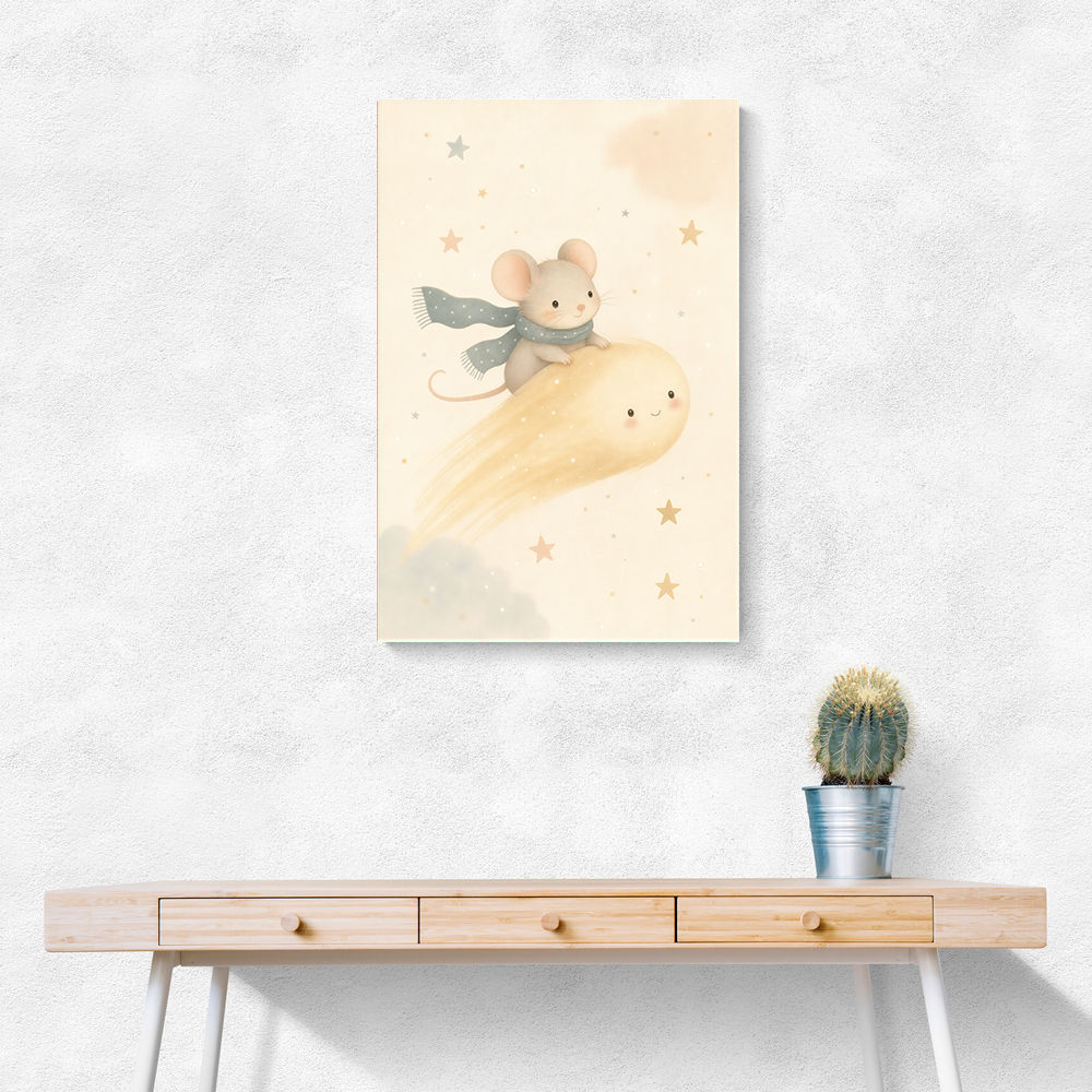 Mouse Comet Ride Nursery Wall Art Print