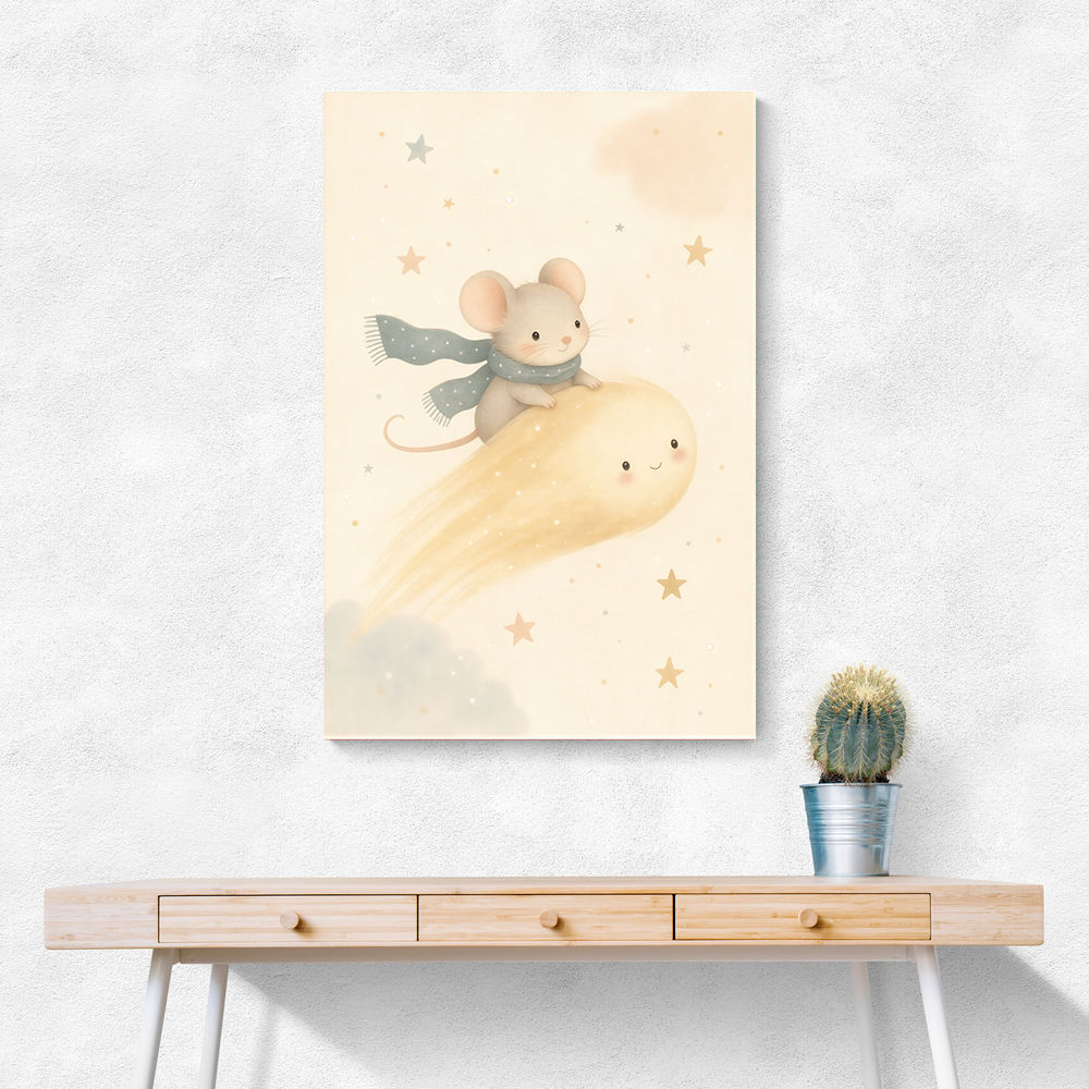 Mouse Comet Ride Nursery Wall Art Print
