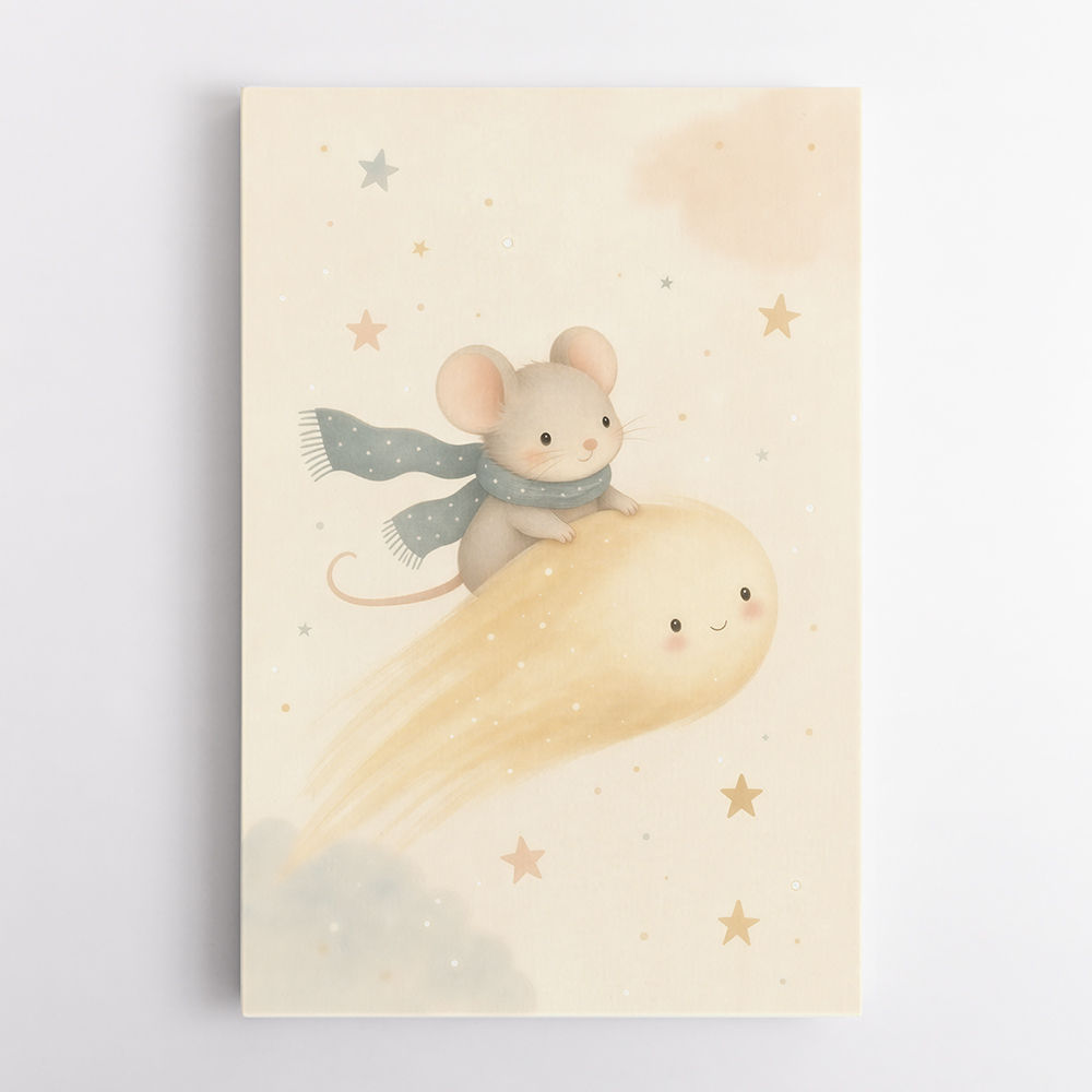 Mouse Comet Ride Nursery Wall Art Print