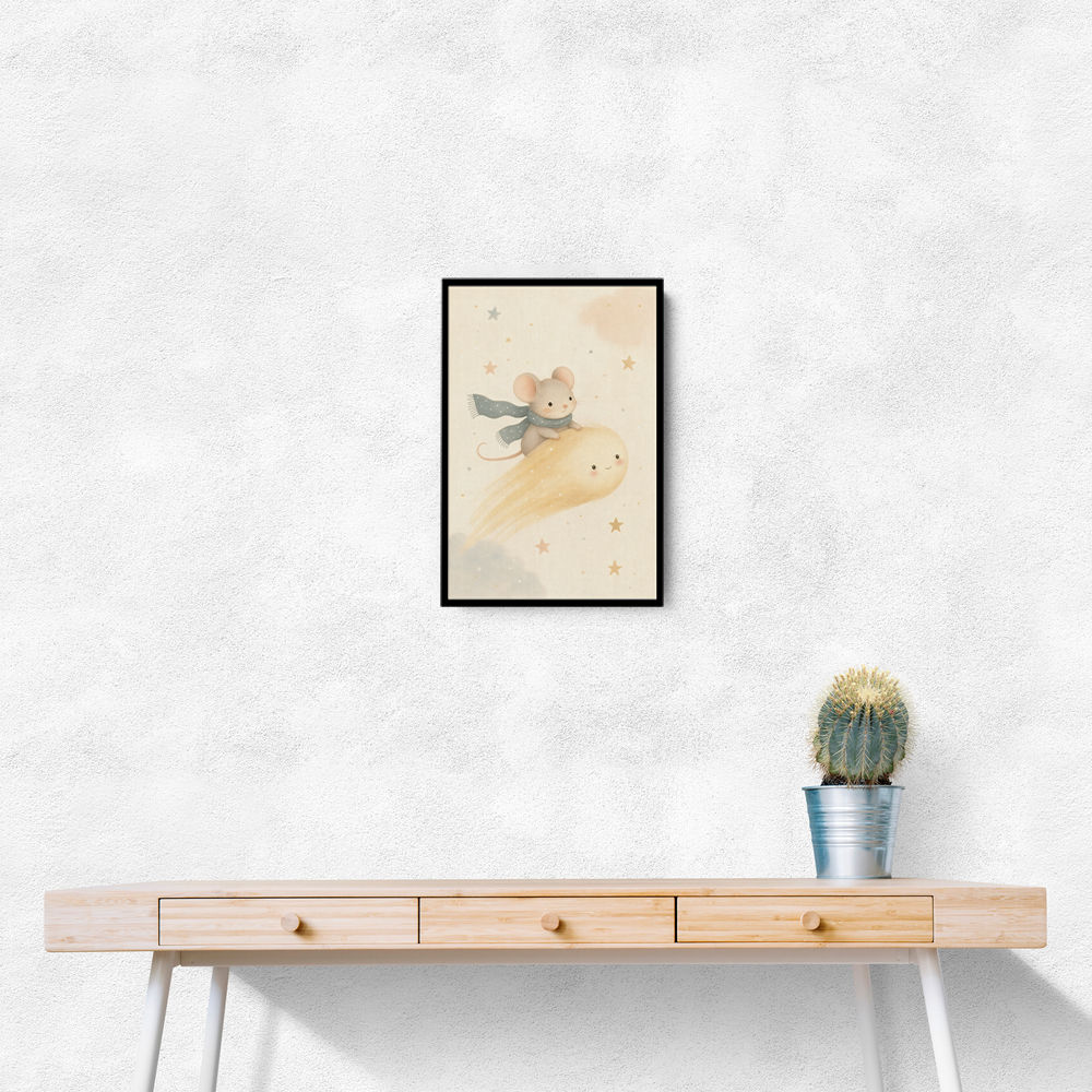 Mouse Comet Ride Nursery Wall Art Print