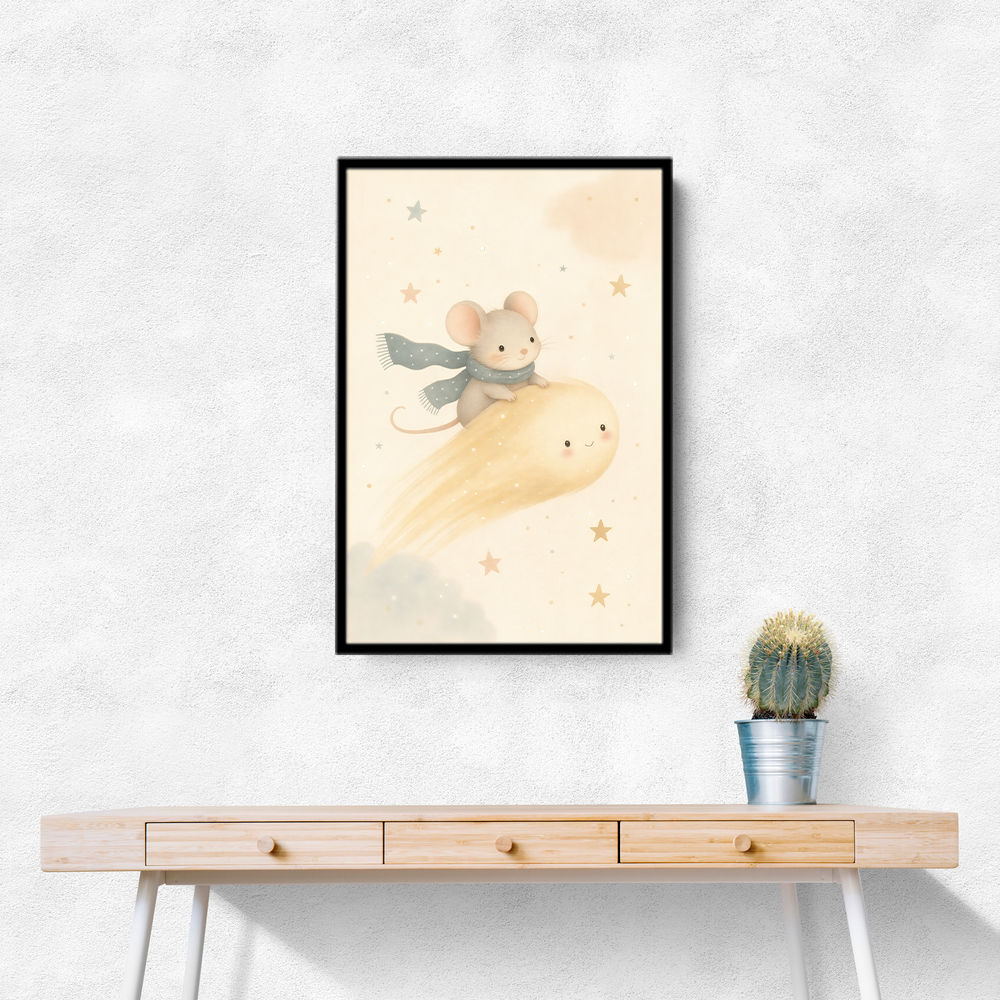 Mouse Comet Ride Nursery Wall Art Print