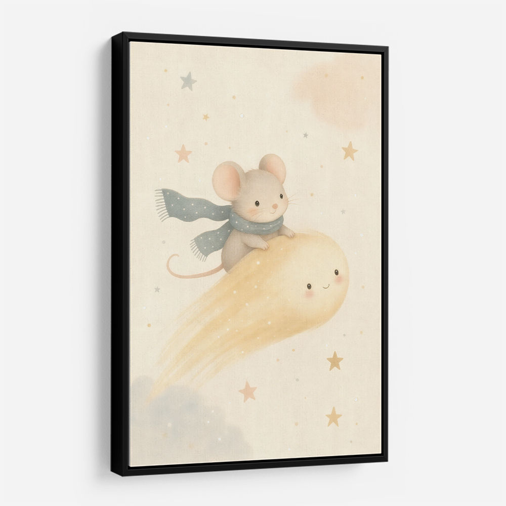 Mouse Comet Ride Nursery Wall Art Print