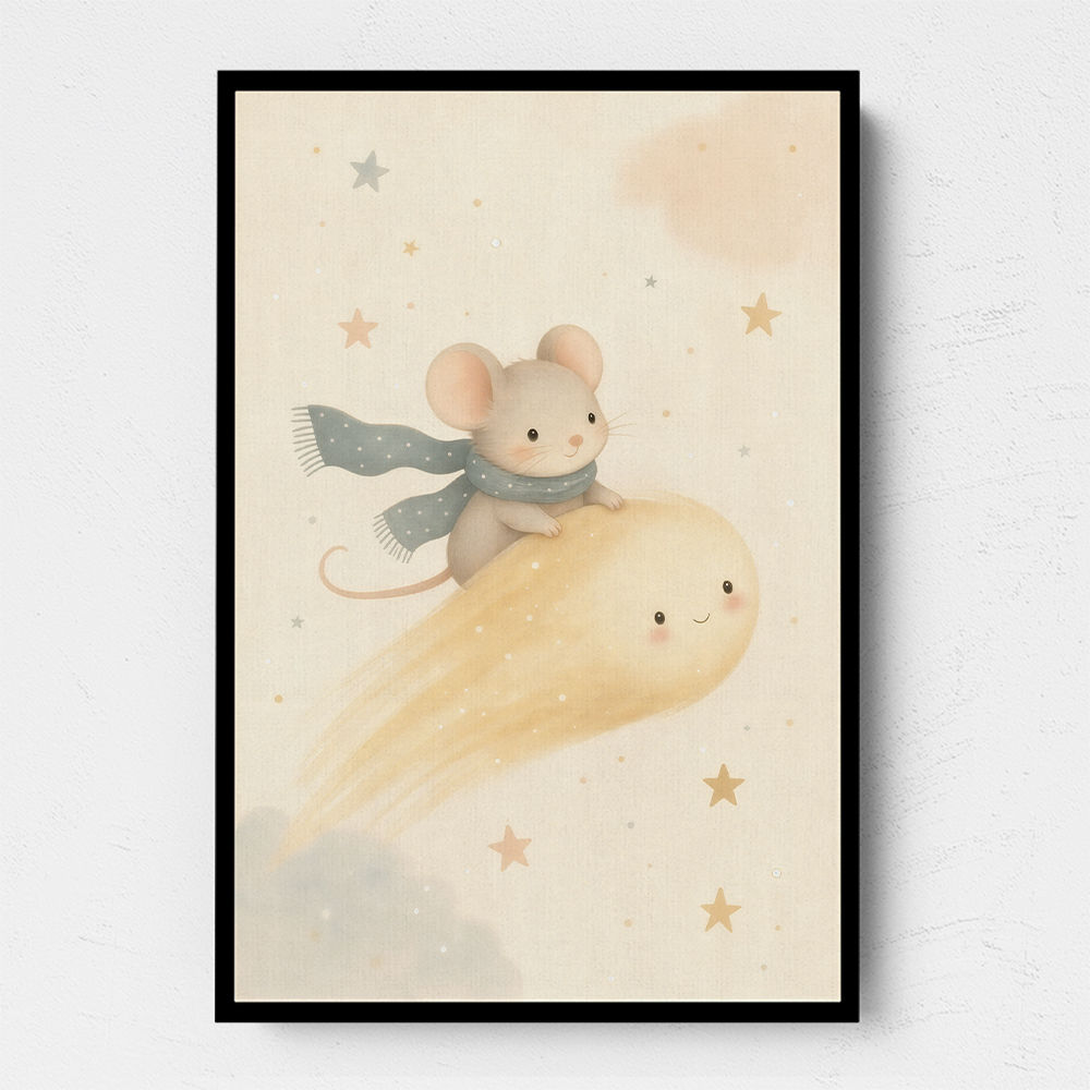 Mouse Comet Ride Nursery Wall Art Print
