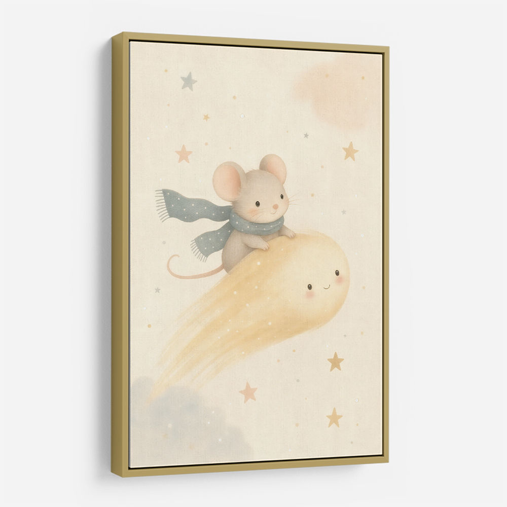 Mouse Comet Ride Nursery Wall Art Print