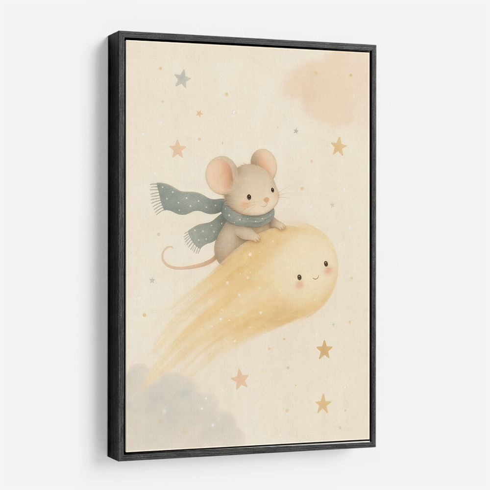 Mouse Comet Ride Nursery Wall Art Print