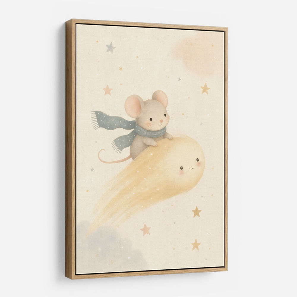 Mouse Comet Ride Nursery Wall Art Print