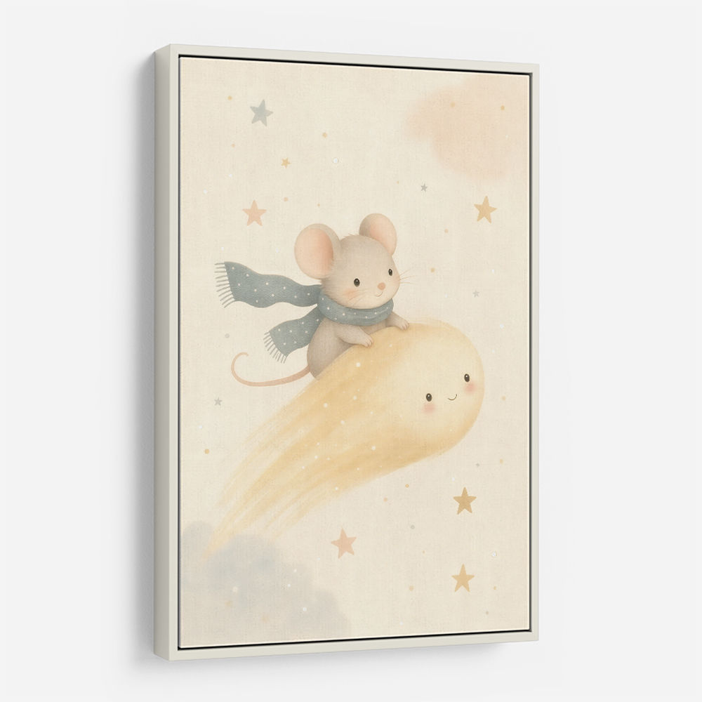 Mouse Comet Ride Nursery Wall Art Print
