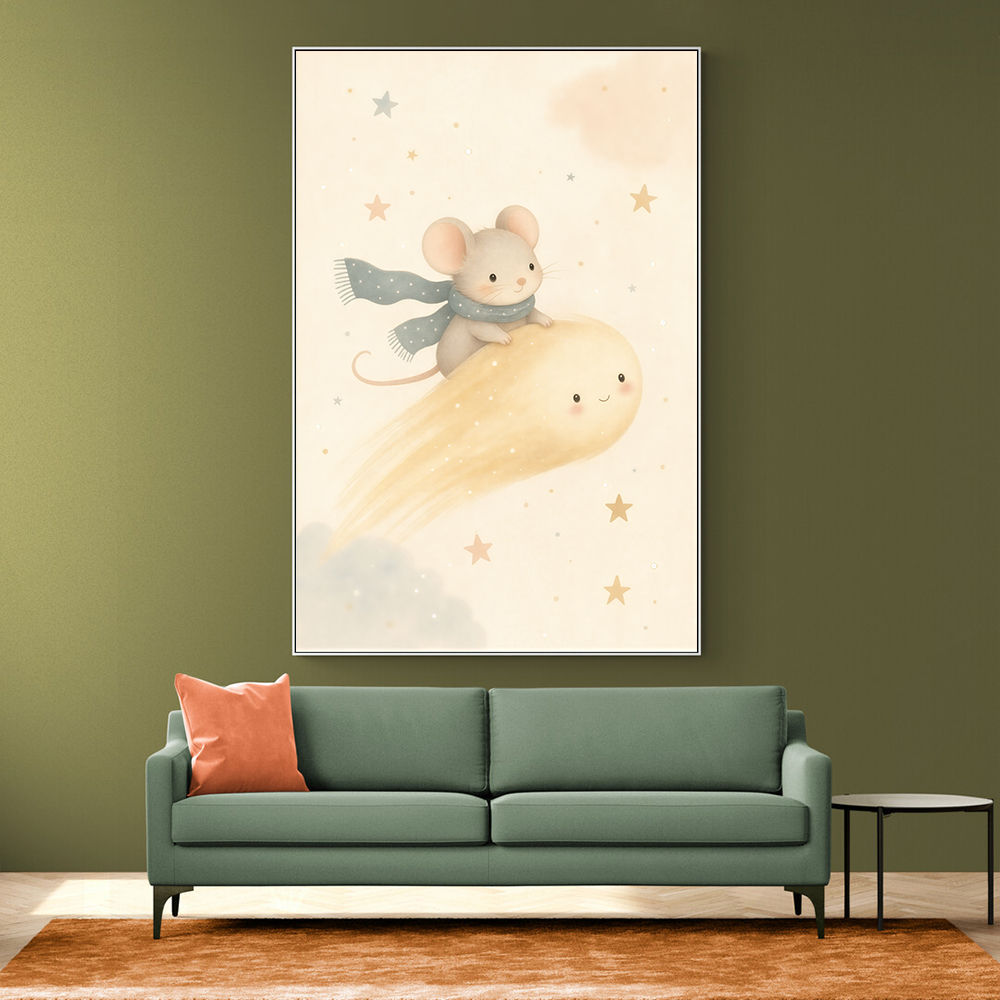 Mouse Comet Ride Nursery Wall Art Print