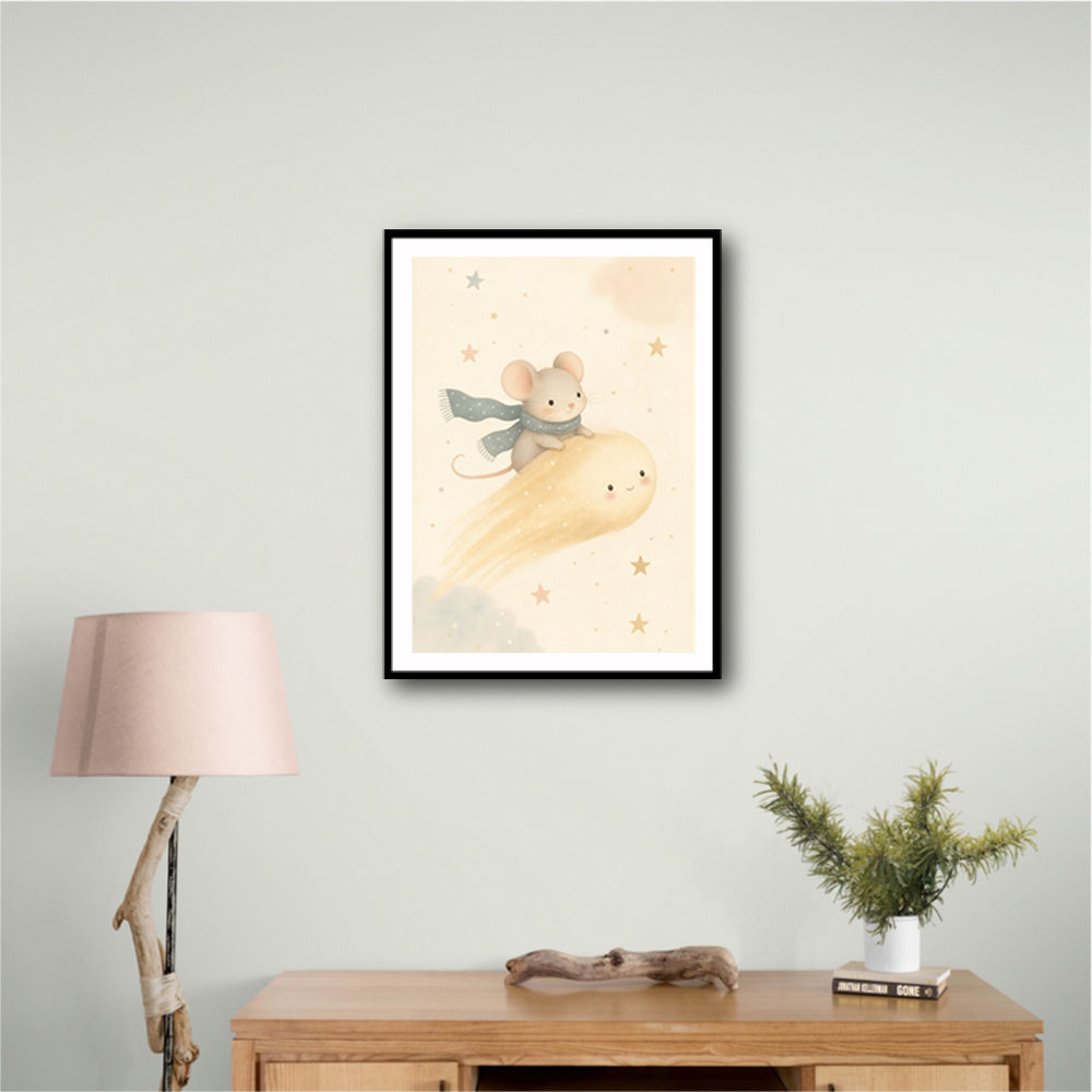 Mouse Comet Ride Nursery Wall Art Print
