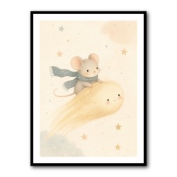 Mouse Comet Ride Nursery Wall Art Print