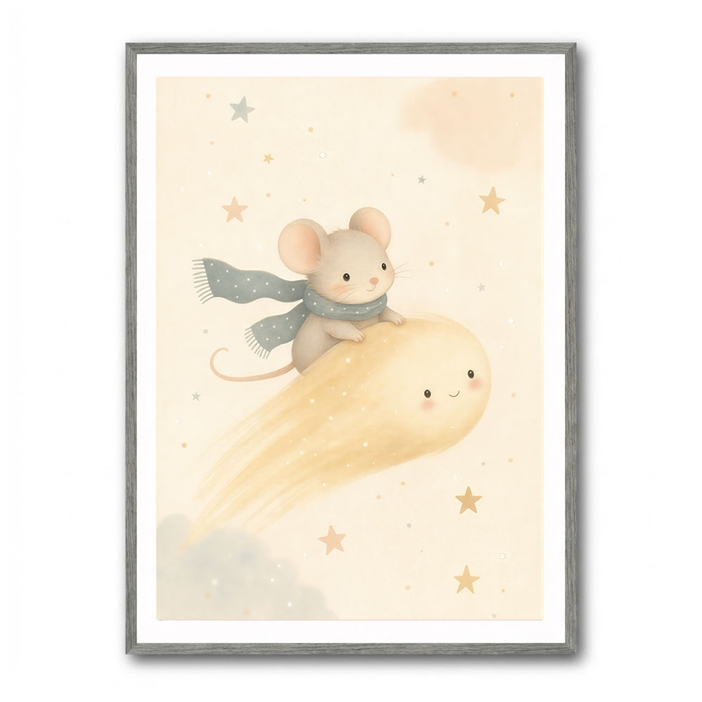 Mouse Comet Ride Nursery Wall Art Print