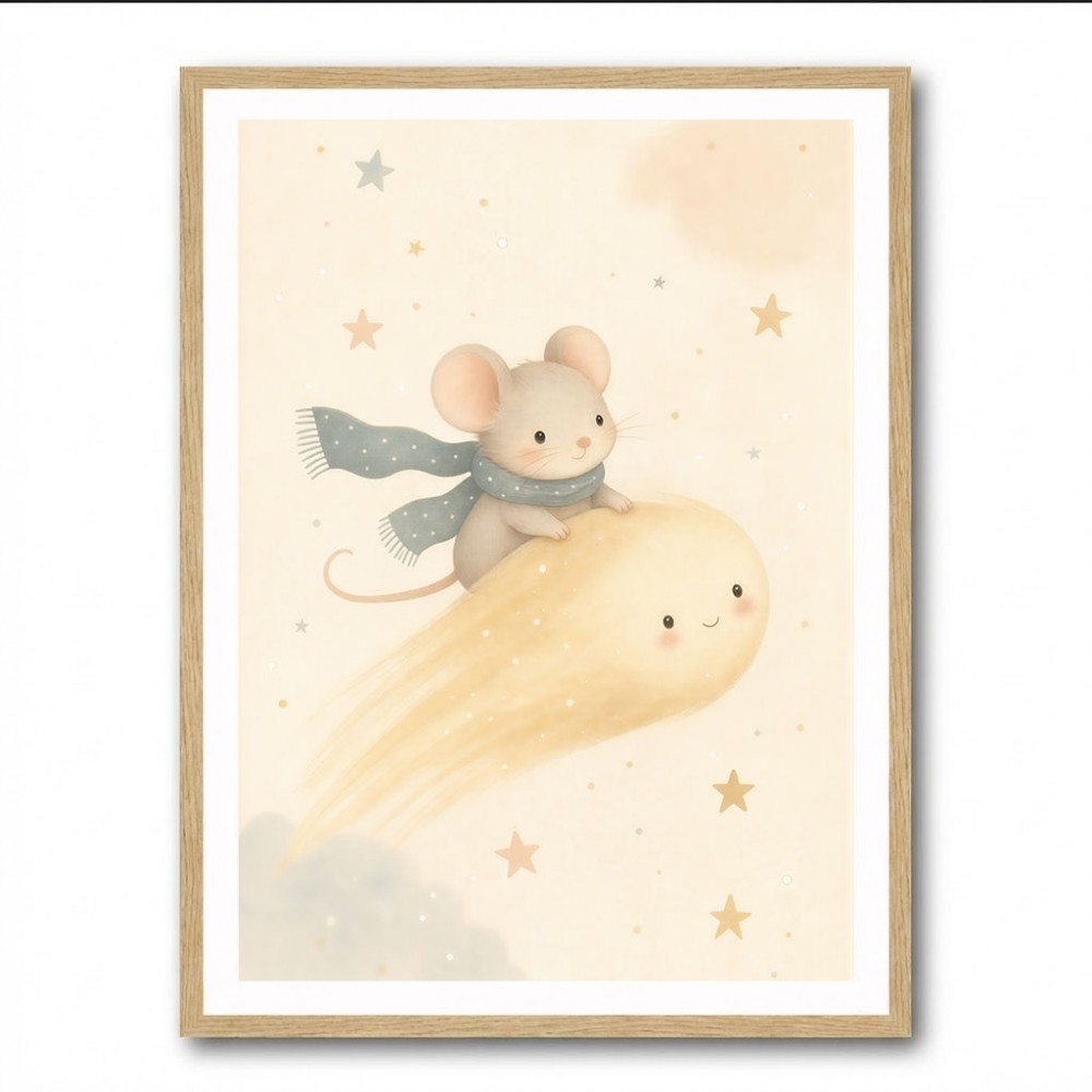 Mouse Comet Ride Nursery Wall Art Print