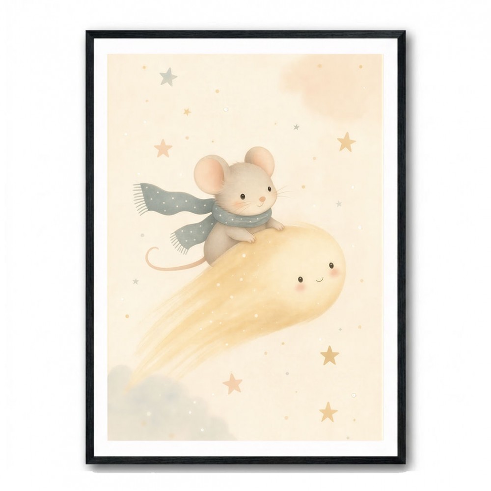 Mouse Comet Ride Nursery Wall Art Print