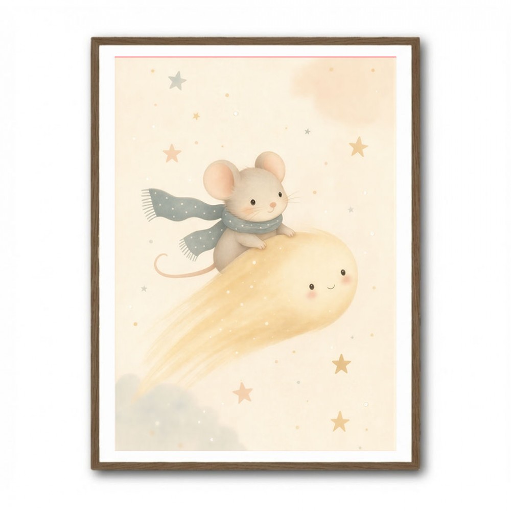 Mouse Comet Ride Nursery Wall Art Print