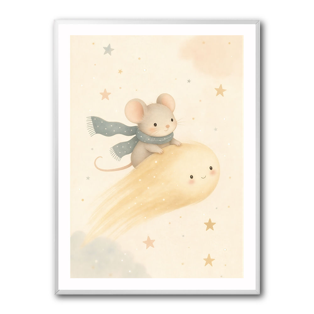Mouse Comet Ride Nursery Wall Art Print