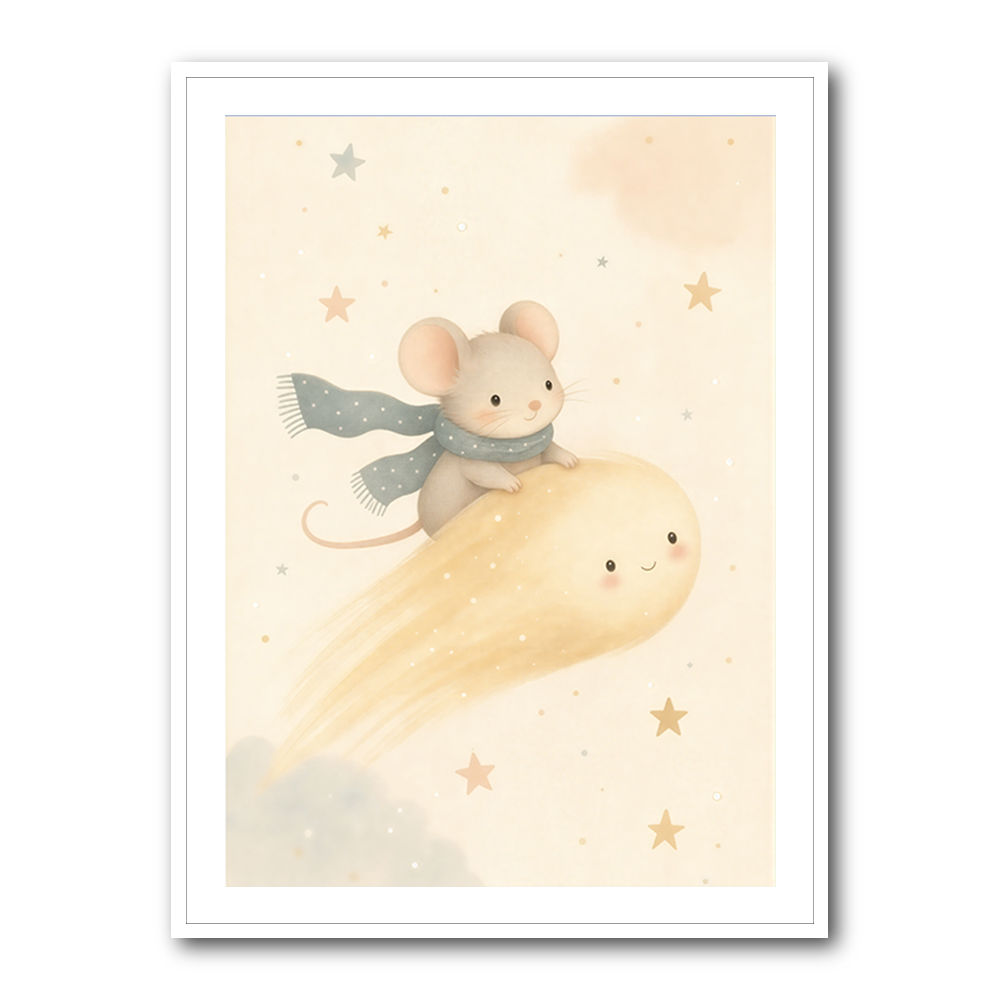 Mouse Comet Ride Nursery Wall Art Print
