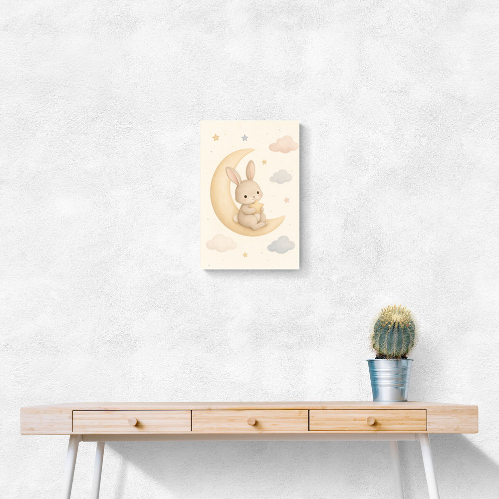 Rabbit On The Moon Nursery Wall Art Print