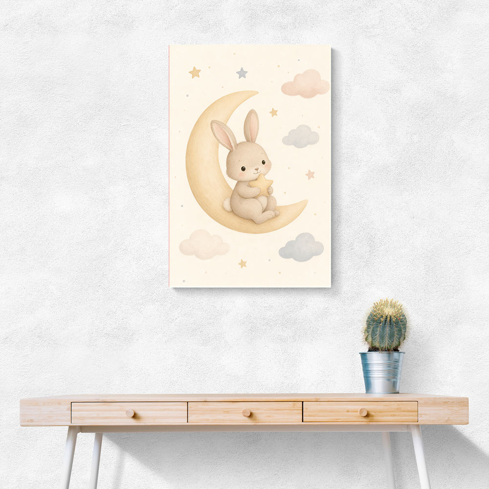 Rabbit On The Moon Nursery Wall Art Print