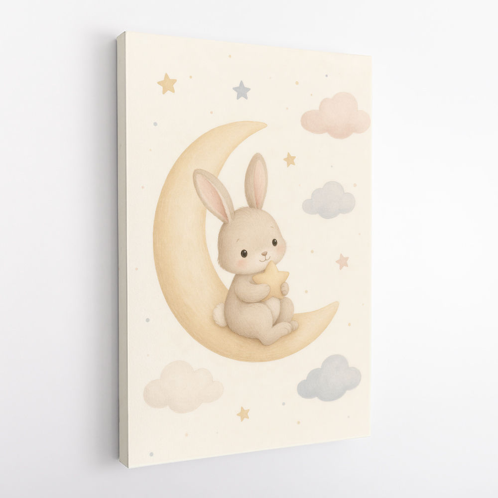 Rabbit On The Moon Nursery Wall Art Print